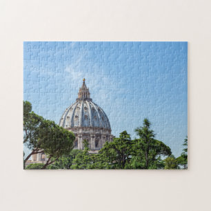 Sint-Peter's Basilica-koepel uit Vaticaantuinen Legpuzzel