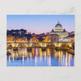 Sint-Peter's kathedraal 's nachts in Rome Italië Briefkaart