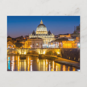 Sint-Peter's kathedraal 's nachts in Rome Italië Briefkaart