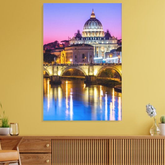 Sint-Peter's kathedraal Vaticaanstad Rome schemk Canvas Afdruk (Insitu (Woonkamer))
