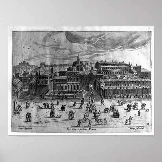 Sint-Peter's kerk uit de "Uitzichten van Rome" Poster (Voorkant)