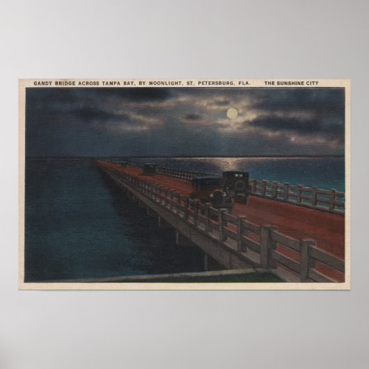 Sint-Petersburg, FL - Moonlit Uitzicht van Gandy Poster (Voorkant)