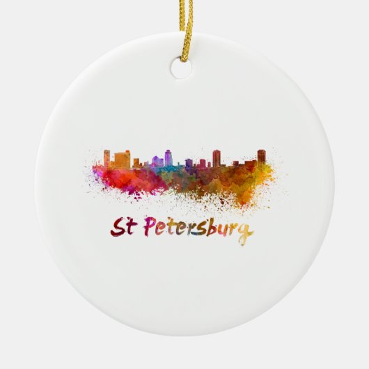 Sint-Petersburg FL skyline in waterverf Keramisch Ornament (Voorkant)