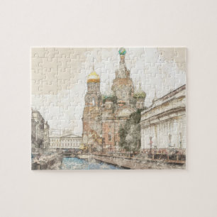 Sint-Petersburg Kerkpuzzel – Waterverf Reizen Legpuzzel