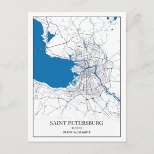 Sint-Petersburg Rusland City Map Eenvoudig Briefkaart