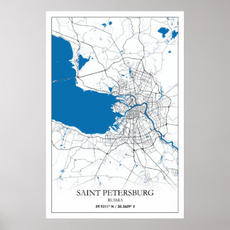 Sint-Petersburg Rusland City Map Eenvoudig Poster