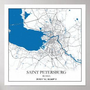 Sint-Petersburg Rusland City Map Eenvoudig Poster