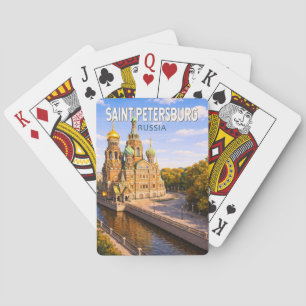 Sint-Petersburg Rusland Illustratie Reis Kunst Pokerkaarten