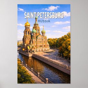 Sint-Petersburg Rusland Illustratie Reis Kunst Poster