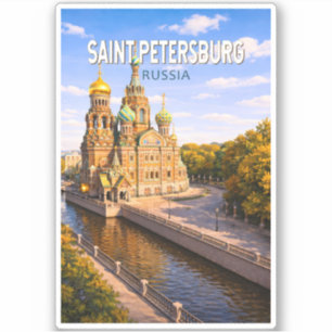 Sint-Petersburg Rusland Illustratie Reis Kunst Sticker