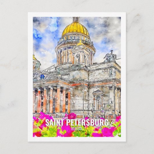 Sint-Petersburg Rusland Travel Place Waterverf Briefkaart (Voorkant)