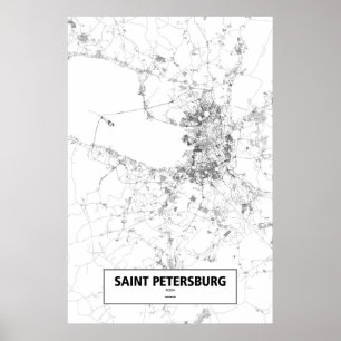 Sint-Petersburg, Rusland (zwart op wit) Poster