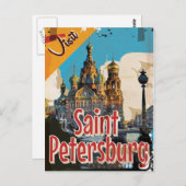Sint-Petersburg, Russisch Vintage-Poster Briefkaart (Voorkant / Achterkant)