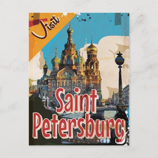 Sint-Petersburg, Russisch Vintage-Poster Briefkaart (Voorkant)