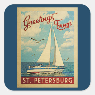 Sint-Petersburg Sailboot Vintage Travel Florida Vierkante Sticker