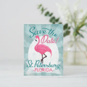 Sint-Petersburg sparen de Datum roze Flamingo Aankondigingskaart (Staand voorkant)