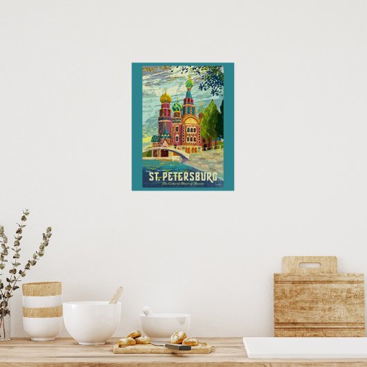 Sint-Petersburg Vintage-Poster Poster (Keuken)