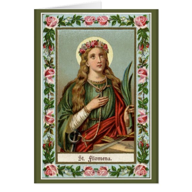 Sint Philomena Pink Roses Palm Cord (Voorkant)
