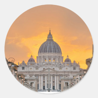Sint-Pietersbasiliek bij zonsondergang, Vaticaanst Ronde Sticker