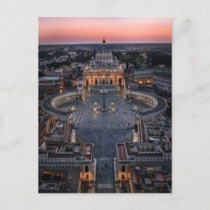 Sint-Pietersbasiliek en -plein bij zonsondergang Briefkaart