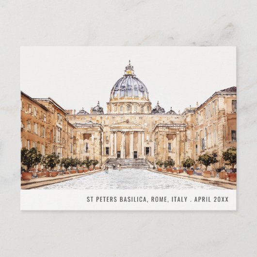 Sint-Pietersbasiliek Rome Italië Aquarel Reizen Briefkaart (Voorkant)