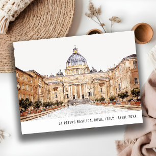 Sint-Pietersbasiliek Rome Italië Aquarel Reizen Briefkaart