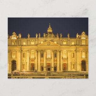 Sint-Pietersbasiliek 's nachts, Vaticaanstad, Rome Briefkaart