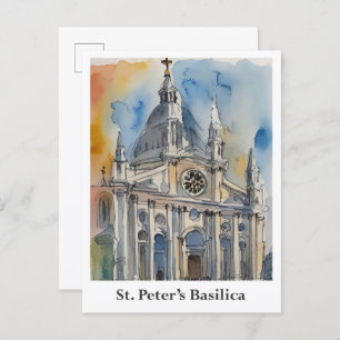 Sint-Pietersbasiliek Vaticaan Waterverf Reizen Briefkaart