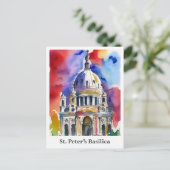Sint-Pietersbasiliek Vaticaan Waterverf Reizen Briefkaart (Staand voorkant)