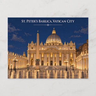 Sint-Pietersbasiliek Vaticaanstad Nacht Ansichtkaa Briefkaart