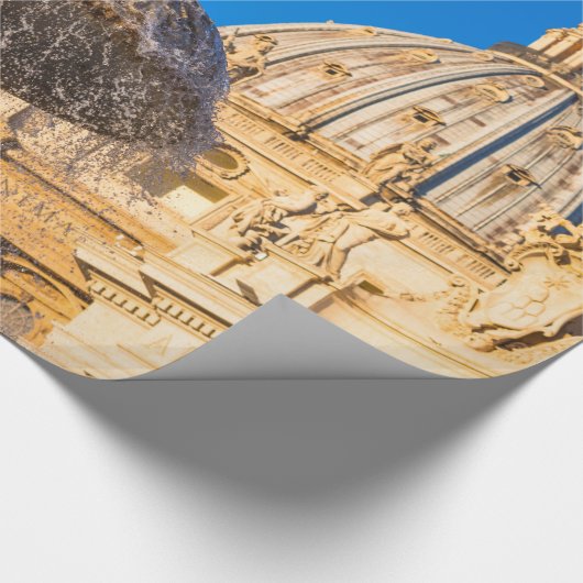 Sint-Pieterskathedraal en fontein Rome Italië Cadeaupapier (Hoek)