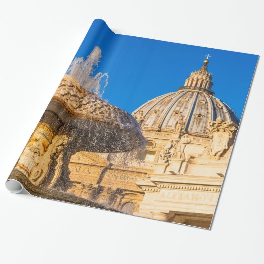 Sint-Pieterskathedraal en fontein Rome Italië Cadeaupapier (Uitgerold)