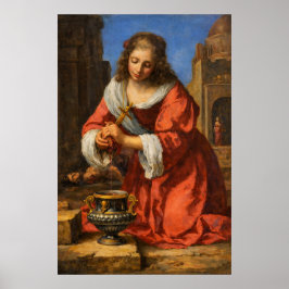 Sint Praxedis door Johannes Vermeer Poster