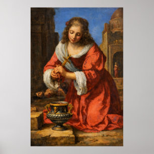 Sint Praxedis door Johannes Vermeer Poster