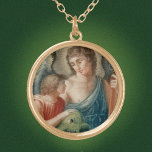 Sint-Raphael de Archangel (M 012) Goud Vergulden Ketting<br><div class="desc">Afbeelding Credit (M 012): Antiek vignet van St. Raphael de Archangel en Tobias, 19e-eeuwse handgekleurde graving, oorspronkelijke uitgever onbekend, van het privé-collectie van de ontwerper van religieuze ephemera. Tobias houdt een grote vis die hij in de rivier de Tigris heeft gevangen in de richting van de archangel. De verschillende lichaamsdelen...</div>