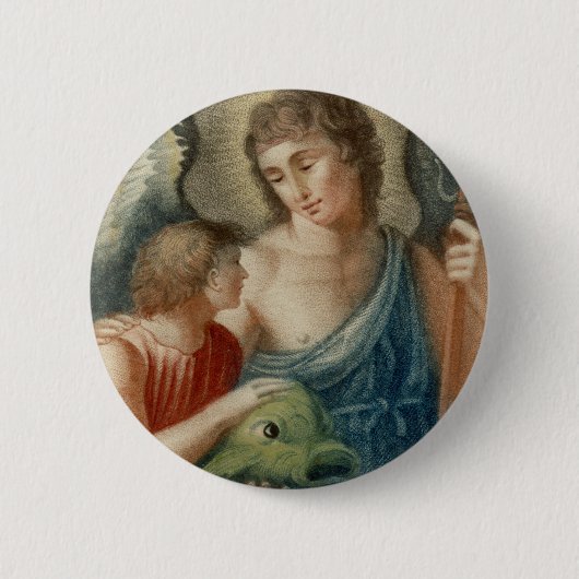 Sint-Raphael de Archangel (M 012) Ronde Button 5,7 Cm (Voorkant)