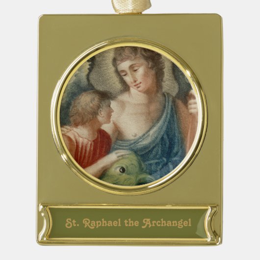 Sint-Raphael de Archangel (M 012) Verguld Banner Ornament (Voorkant)