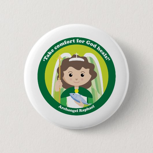 Sint Raphael de Archangel Ronde Button 5,7 Cm (Voorkant)