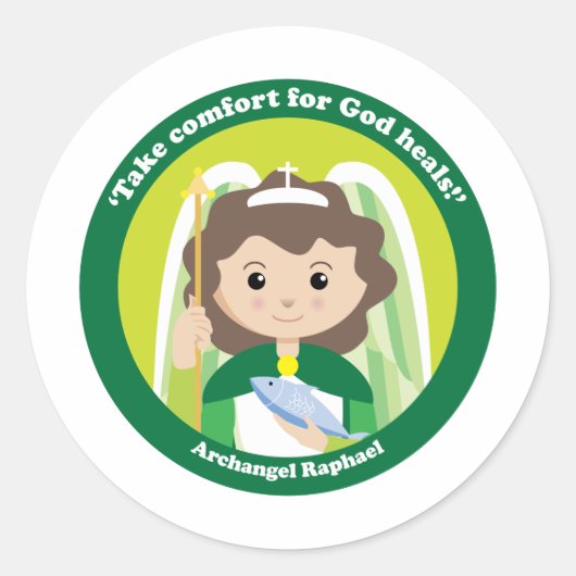 Sint Raphael de Archangel Ronde Sticker (Voorkant)