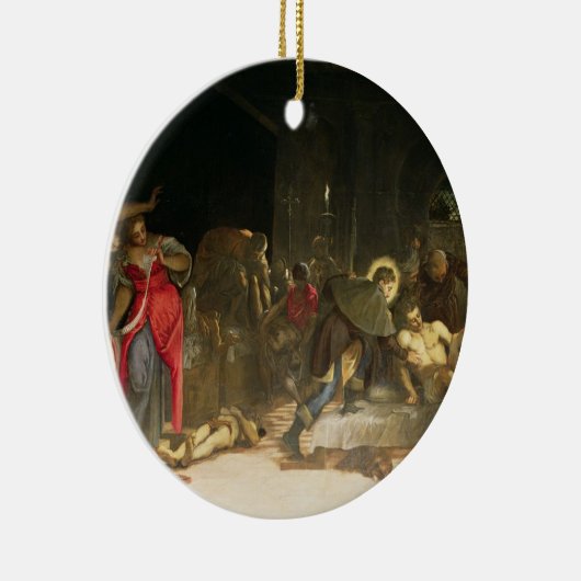 Sint Roch Curing the Plague Keramisch Ornament (Rechts)