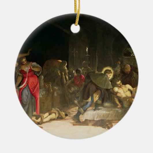 Sint Roch Curing the Plague Keramisch Ornament (Voorkant)