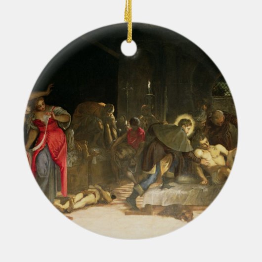 Sint Roch Curing the Plague Keramisch Ornament (Achterkant)