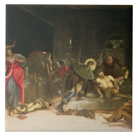 Sint Roch Curing the Plague Tegeltje (Voorkant)