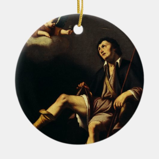 Sint Rochus en de engel door Guy François Keramisch Ornament (Voorkant)