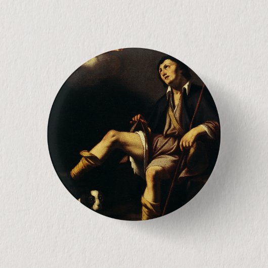Sint Rochus en de engel door Guy François Ronde Button 3,2 Cm (Voorkant)