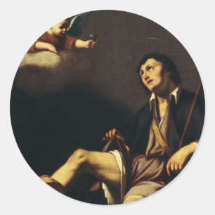 Sint Rochus en de engel door Guy François Ronde Sticker