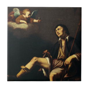 Sint Rochus en de engel door Guy François Tegeltje