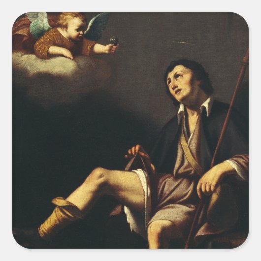 Sint Rochus en de engel door Guy François Vierkante Sticker (Voorkant)