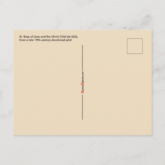 Sint-Roos Lima en het Christus Kind (M 023) Briefkaart (Achterkant)