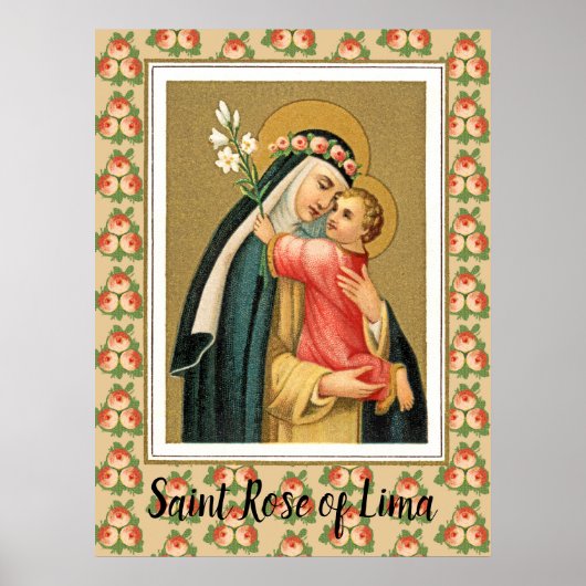 Sint-Roos Lima en het Christus Kind (M 023) Poster (Voorkant)
